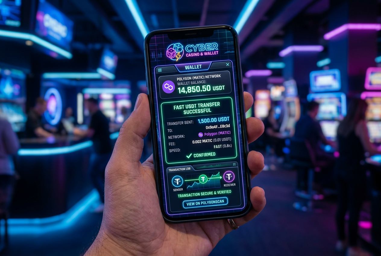 Secure mobile app interface showing cryptocurrency wallet with fast transfer status bar