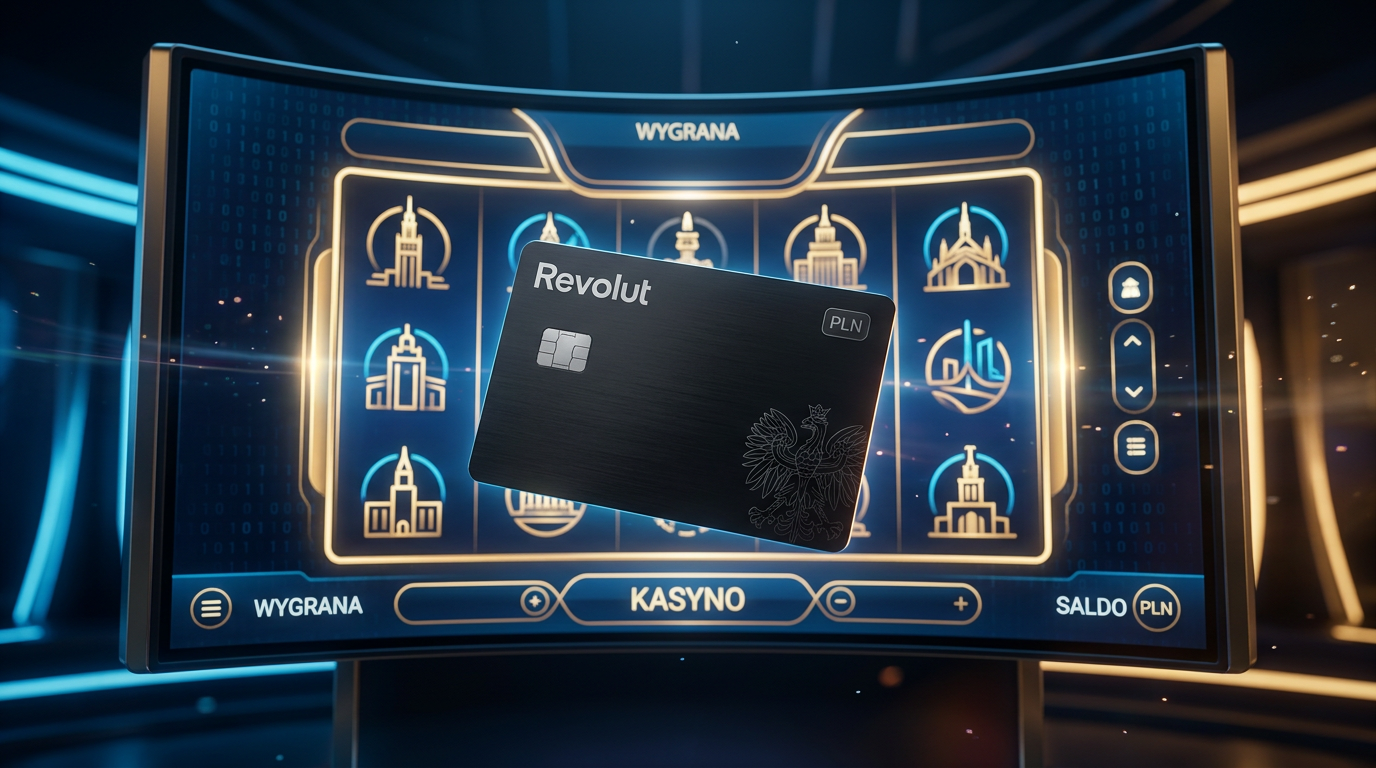 Karta Revolut na tle nowoczesnego kasyna online - bezpieczne płatności 2026