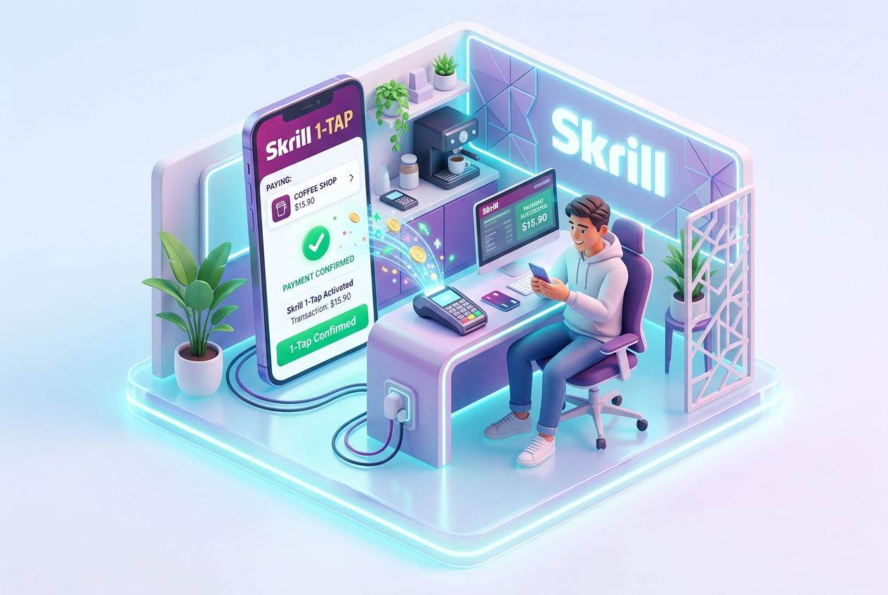 Ilustracja procesu b\u0142yskawicznego depozytu Skrill 1-Tap